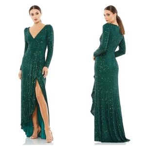 IEENA FOR MAC DUGGAL Sequin Wrap Evening Gown